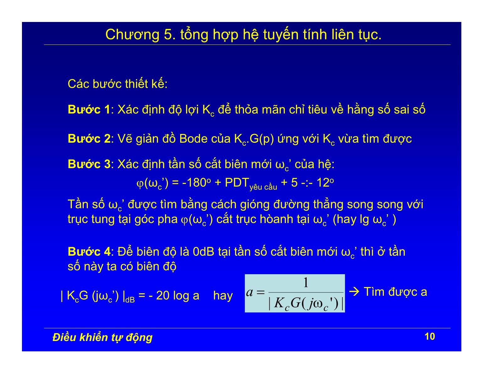 Bài giảng Điều khiển tự động - Chương 5: Tổng hợp hệ tuyến tính liên tục trang 10