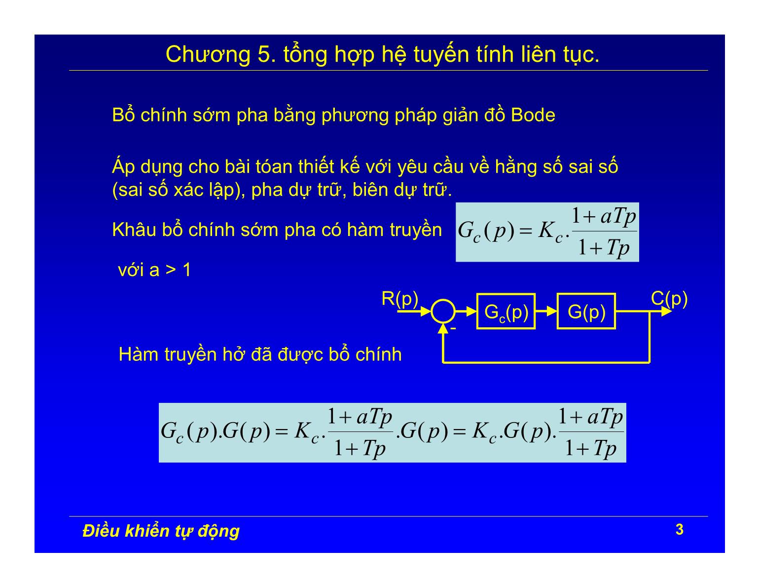 Bài giảng Điều khiển tự động - Chương 5: Tổng hợp hệ tuyến tính liên tục trang 3