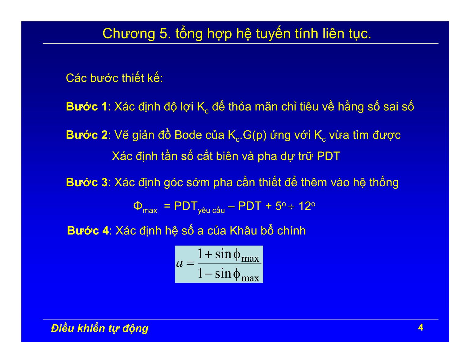 Bài giảng Điều khiển tự động - Chương 5: Tổng hợp hệ tuyến tính liên tục trang 4