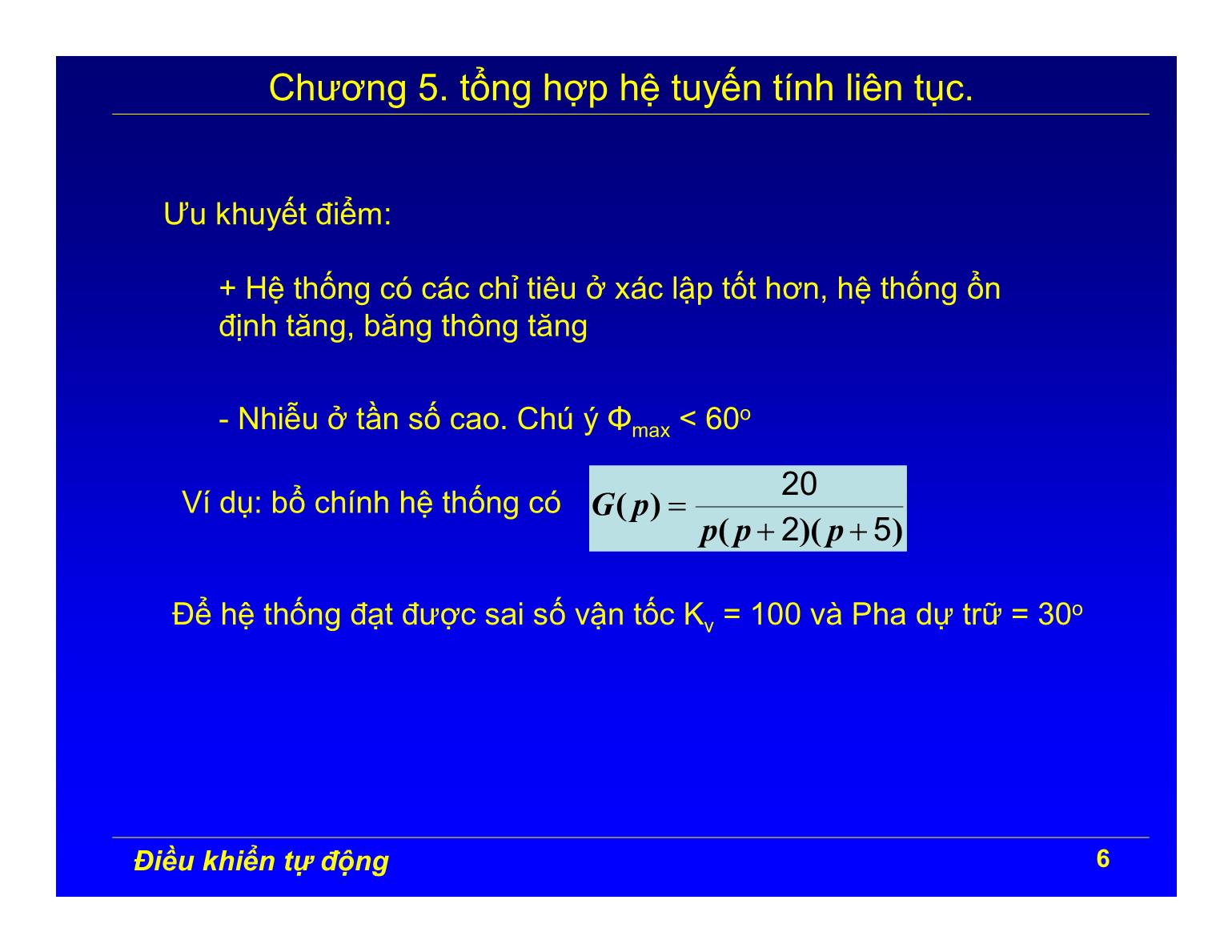 Bài giảng Điều khiển tự động - Chương 5: Tổng hợp hệ tuyến tính liên tục trang 6