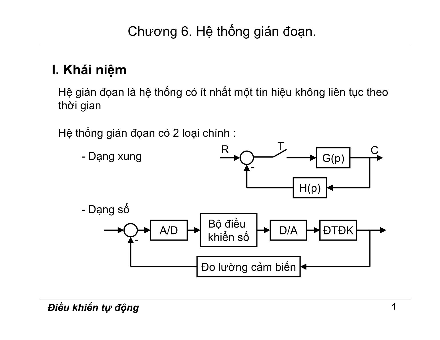 Bài giảng Điều khiển tự động - Chương 6: Hệ thống gián đoạn trang 1