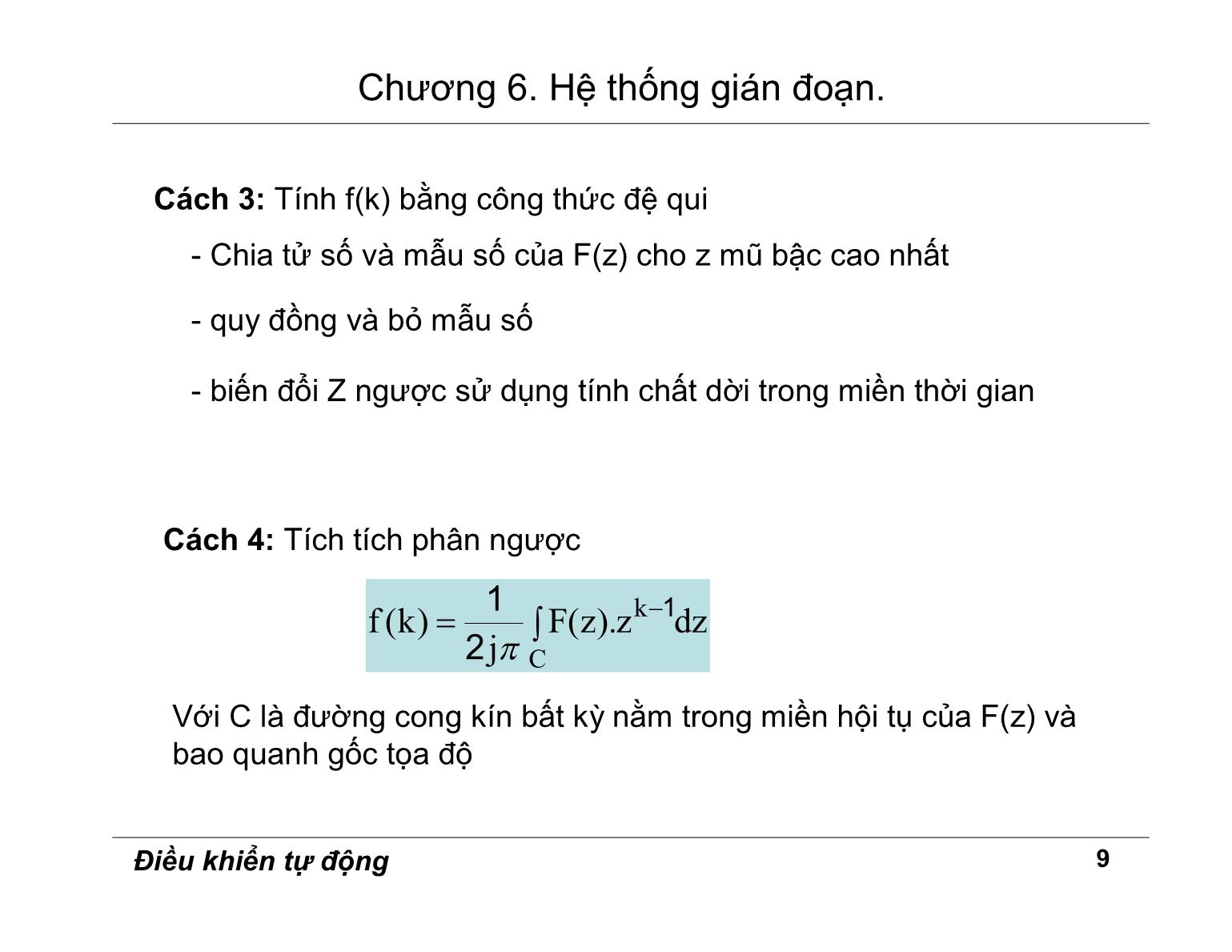 Bài giảng Điều khiển tự động - Chương 6: Hệ thống gián đoạn trang 9