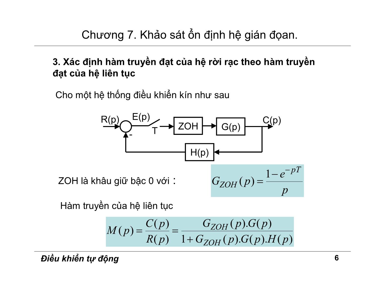 Bài giảng Điều khiển tự động - Chương 7: Khảo sát ổn định hệ gián đoạn trang 6