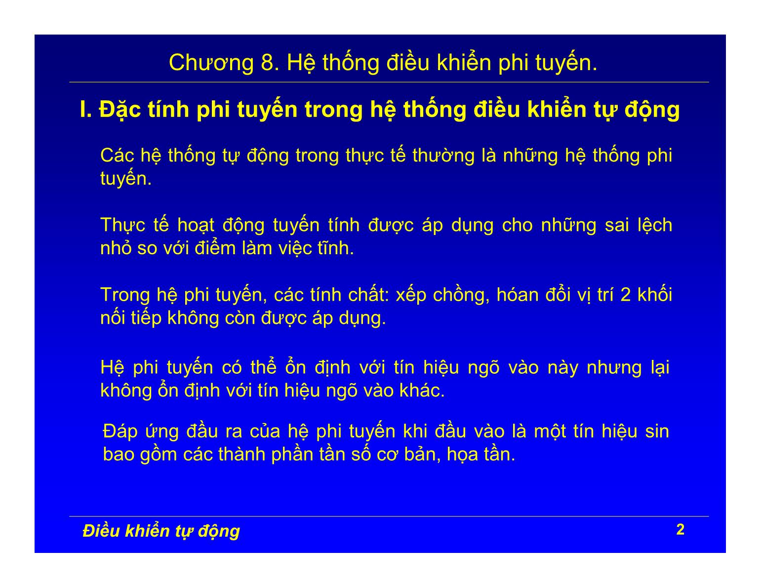 Bài giảng Điều khiển tự động - Chương 8: Hệ thống điều khiển phi tuyến trang 2