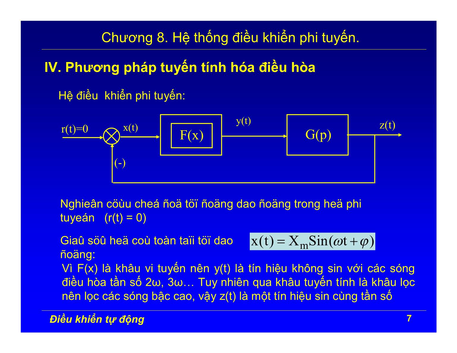 Bài giảng Điều khiển tự động - Chương 8: Hệ thống điều khiển phi tuyến trang 7