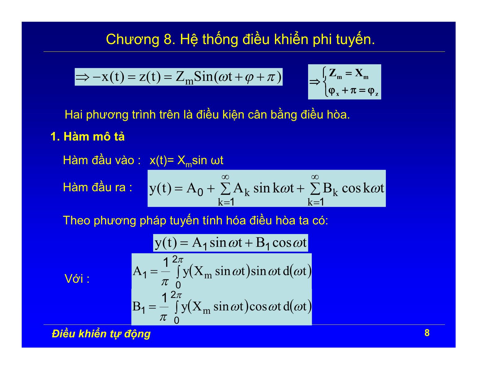 Bài giảng Điều khiển tự động - Chương 8: Hệ thống điều khiển phi tuyến trang 8