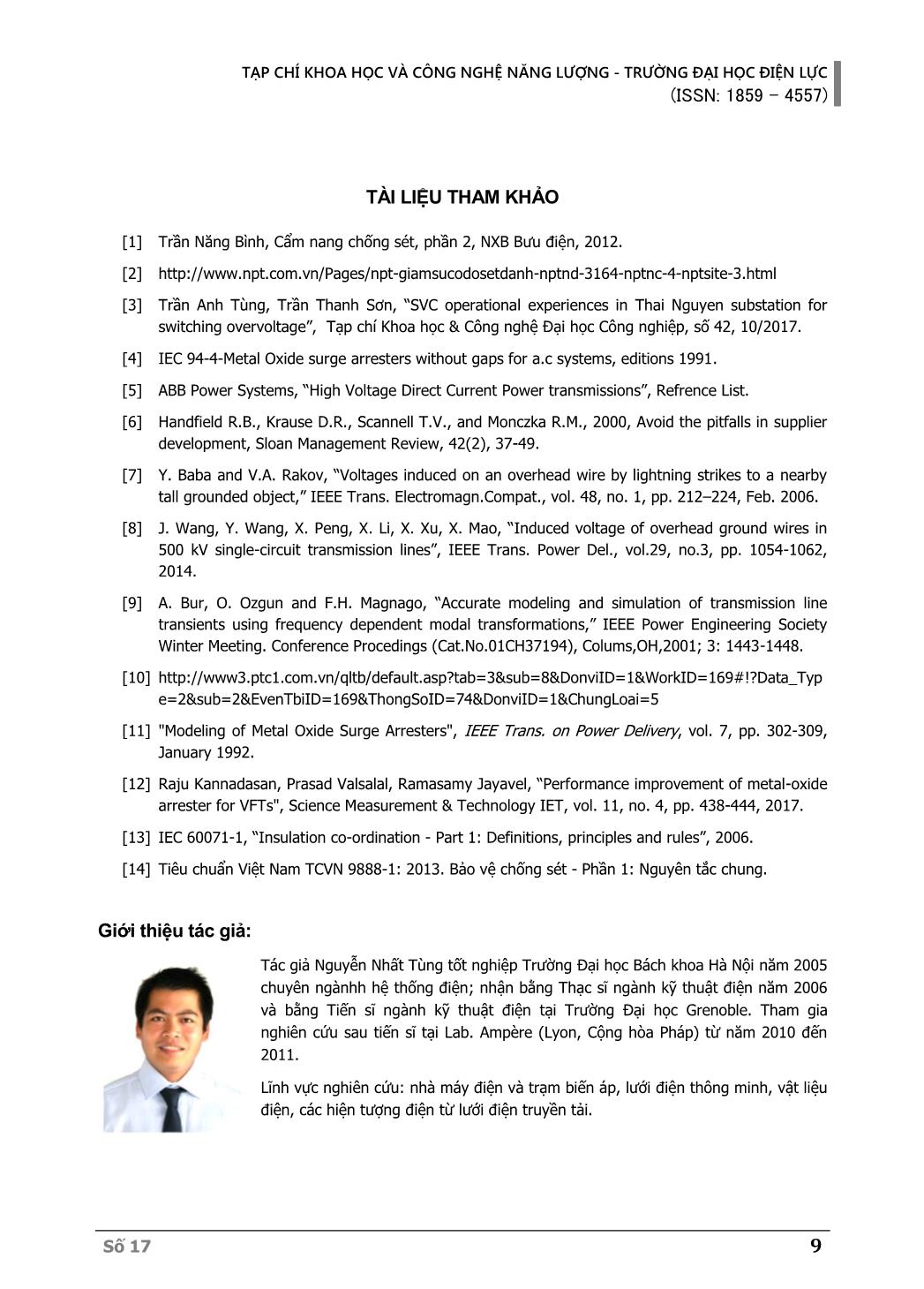 Mô phỏng hiện tượng vượt ngưỡng quá điện áp sóng sét trong vận hành tại trạm 500Kv Hòa Bình trang 9