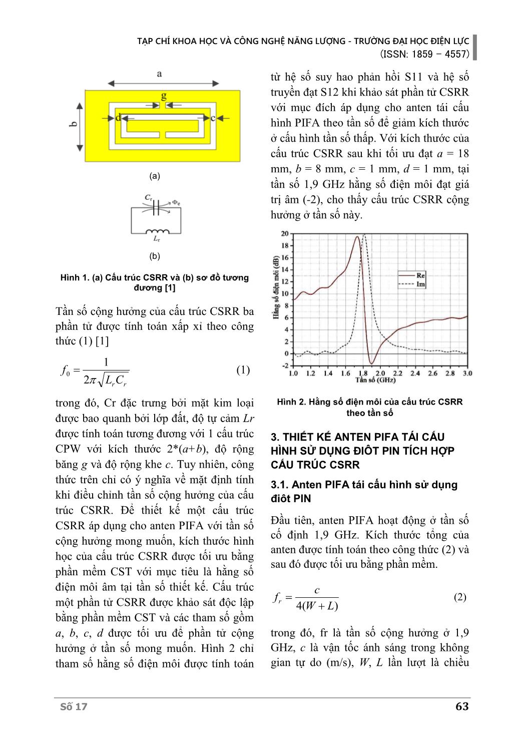 Giảm nhỏ kích thước cho Anten Pifa tái cấu hình theo tần số bằng cấu trúc vòng chia cộng hưởng trang 3