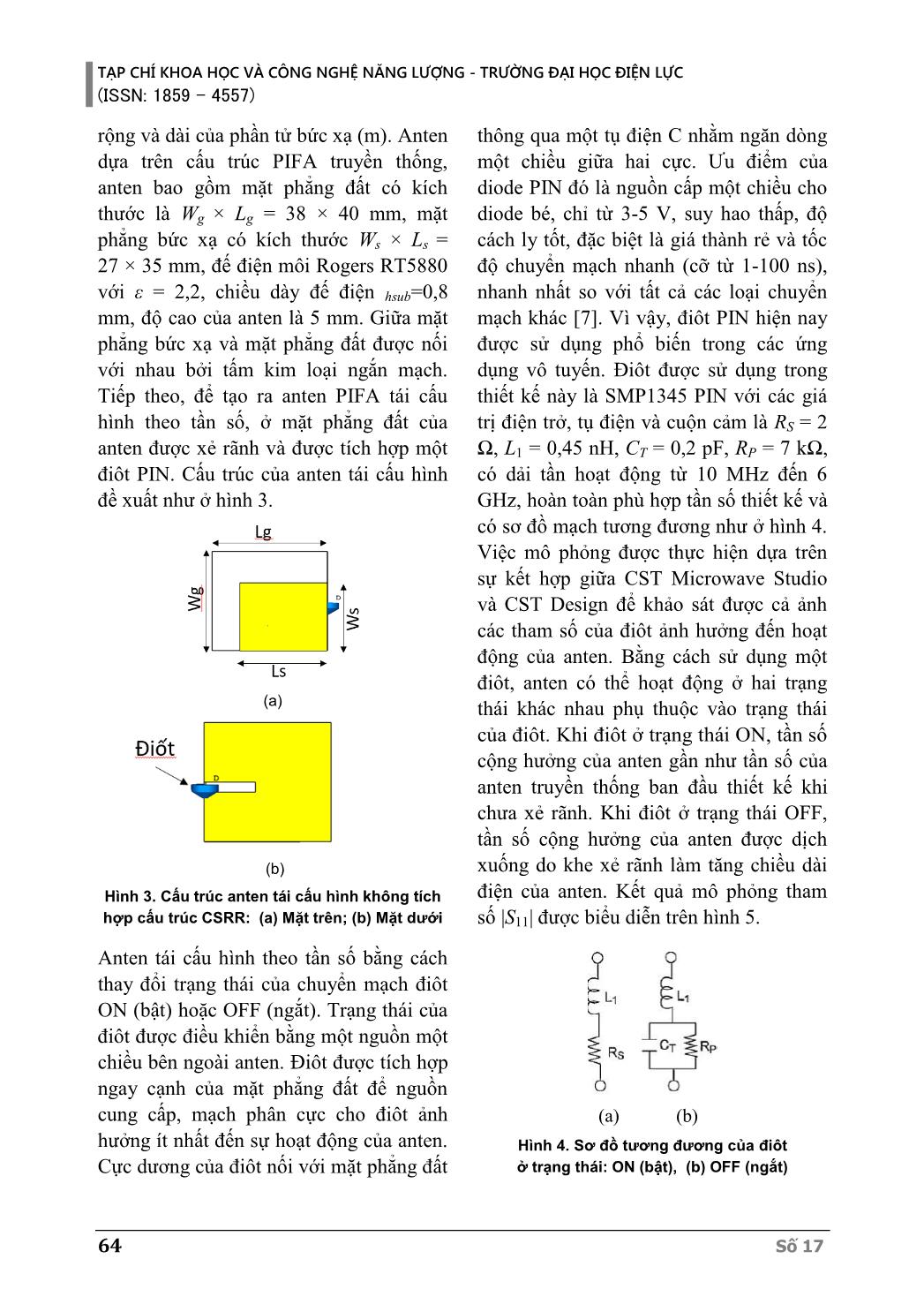 Giảm nhỏ kích thước cho Anten Pifa tái cấu hình theo tần số bằng cấu trúc vòng chia cộng hưởng trang 4