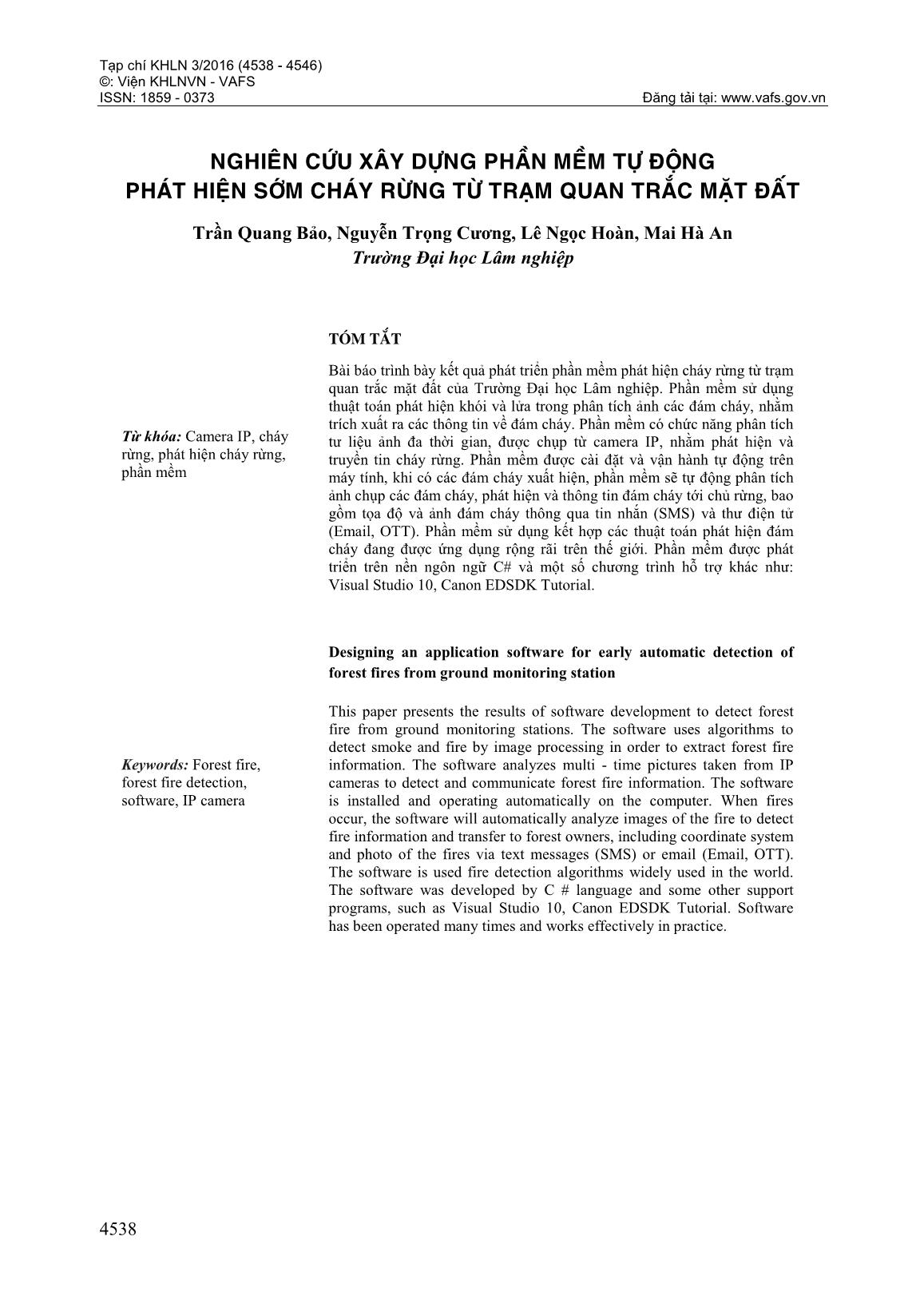 Nghiên cứu xây dựng phần mềm tự động phát hiện sớm cháy rừng từ trạm quan trắc mặt đất trang 1