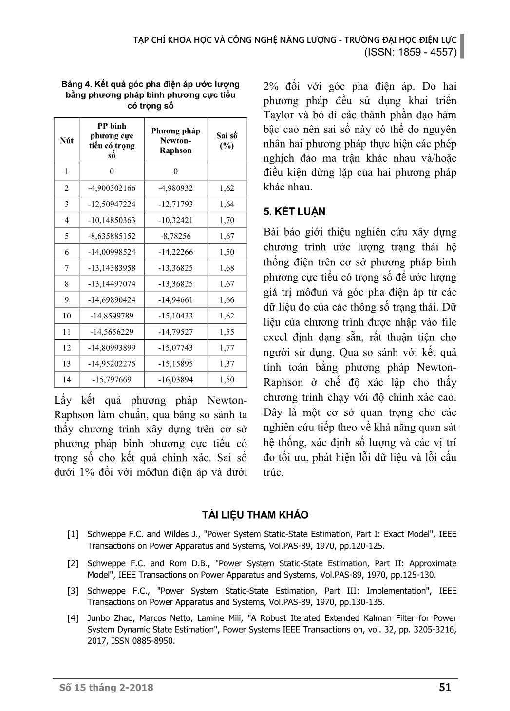 Ước lượng trạng thái hệ thống điện bằng phương pháp bình phương cực tiểu có trọng số trang 7