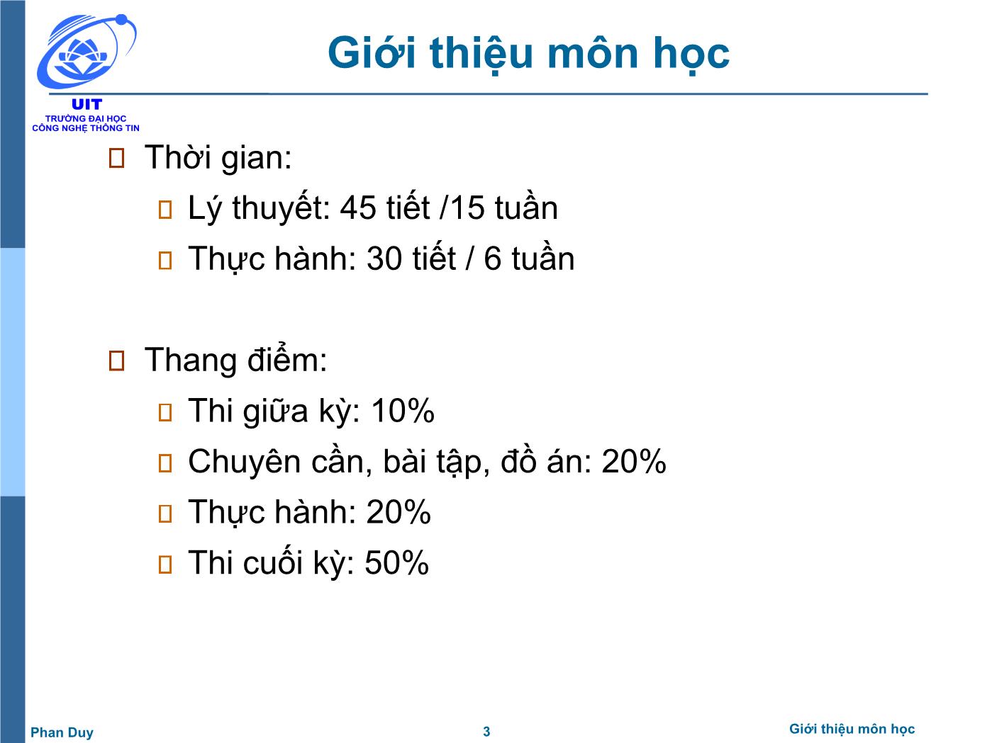 Bài giảng Vi xử lý - Vi điều khiển - Chương: Giới thiệu môn học - Phan Đình Duy trang 3