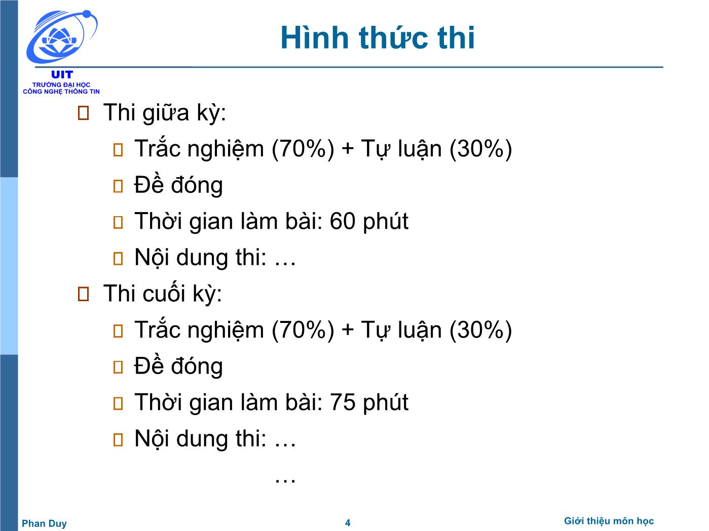 Bài giảng Vi xử lý - Vi điều khiển - Chương: Giới thiệu môn học - Phan Đình Duy trang 4