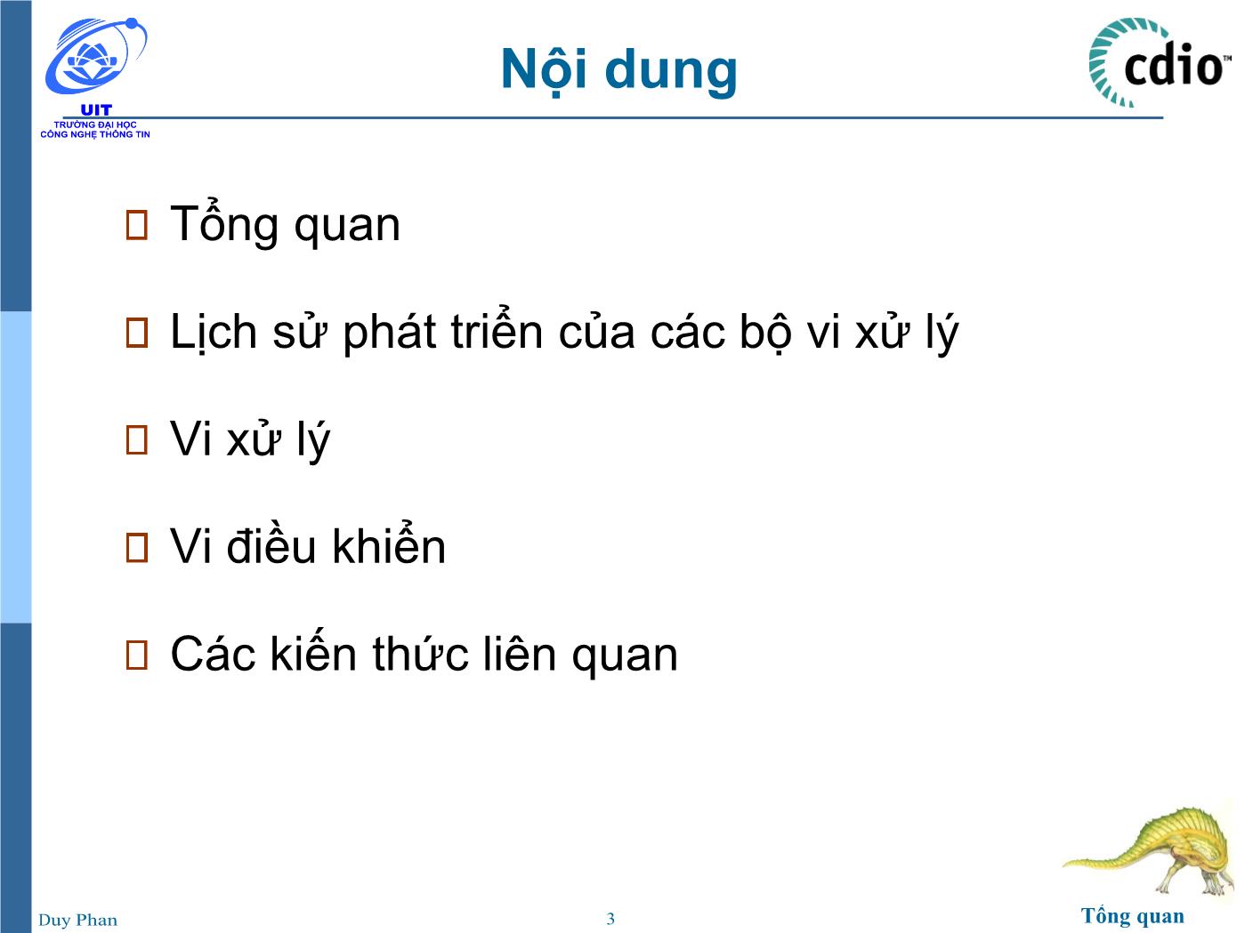 Bài giảng Vi xử lý - Vi điều khiển - Chương 1: Tổng quan về Vi xử lý – Vi điều khiển - Phan Đình Duy trang 3