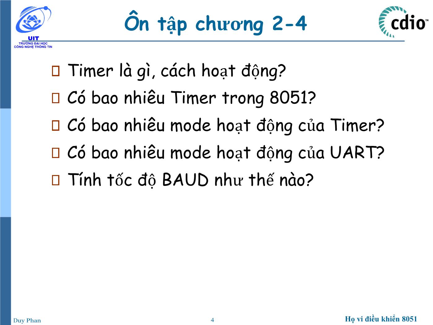 Bài giảng Vi xử lý - Vi điều khiển - Chương 2: Họ vi điều khiển 8051 (Interrupt) - Phan Đình Duy trang 4