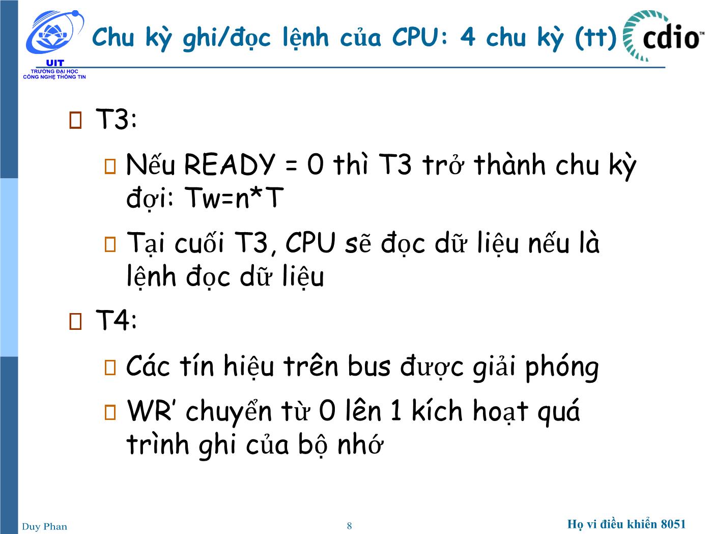 Bài giảng Vi xử lý - Vi điều khiển - Chương 5: Vi xử lý 8086 (Phần 4) - Phan Đình Duy trang 8