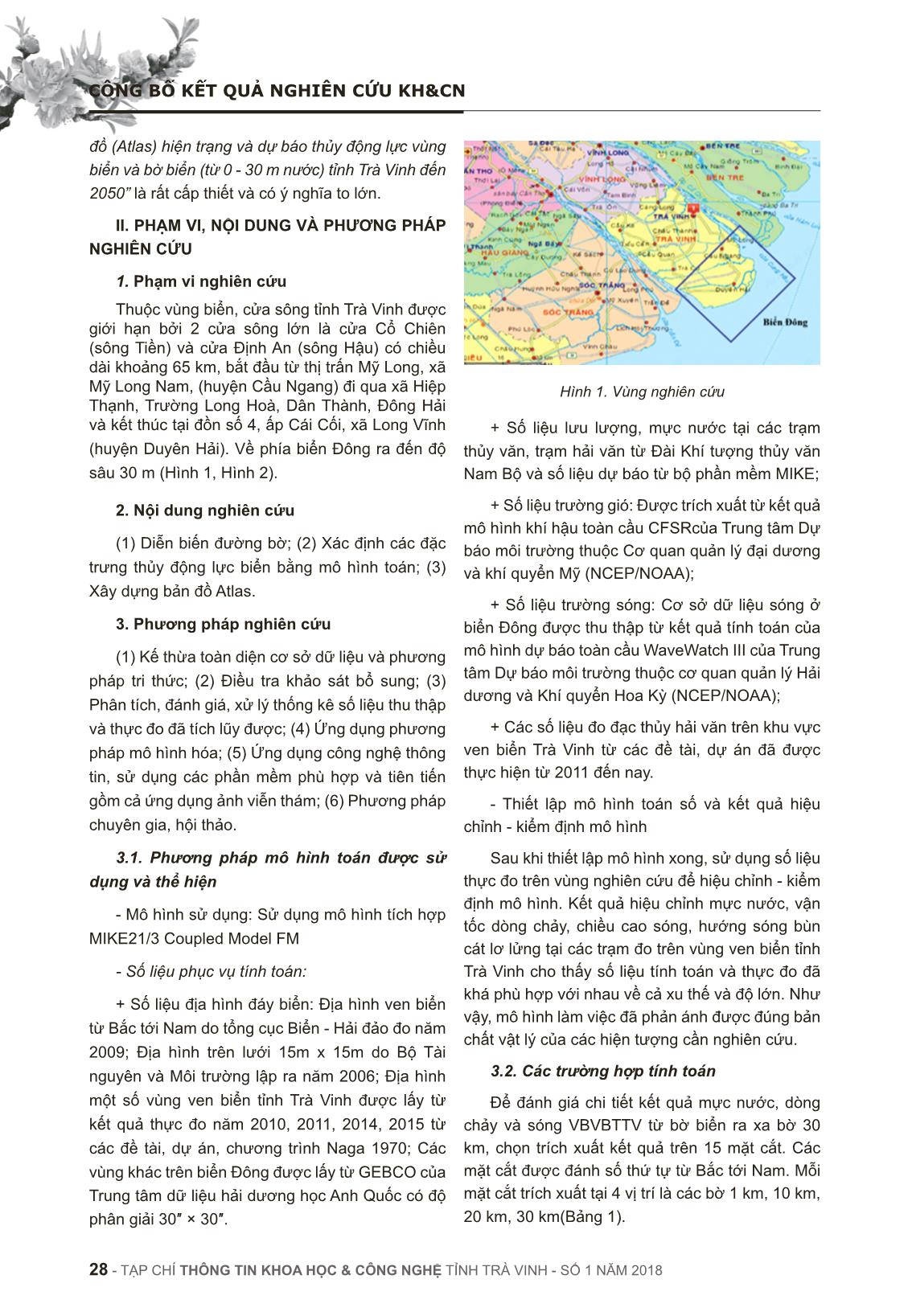 Xây dựng bản đồ (Atlas) hiện trạng và dự báo thủy động lực vùng biển và bờ biển (từ 0 - 30 km) tỉnh trà vinh đến 2050 trang 2
