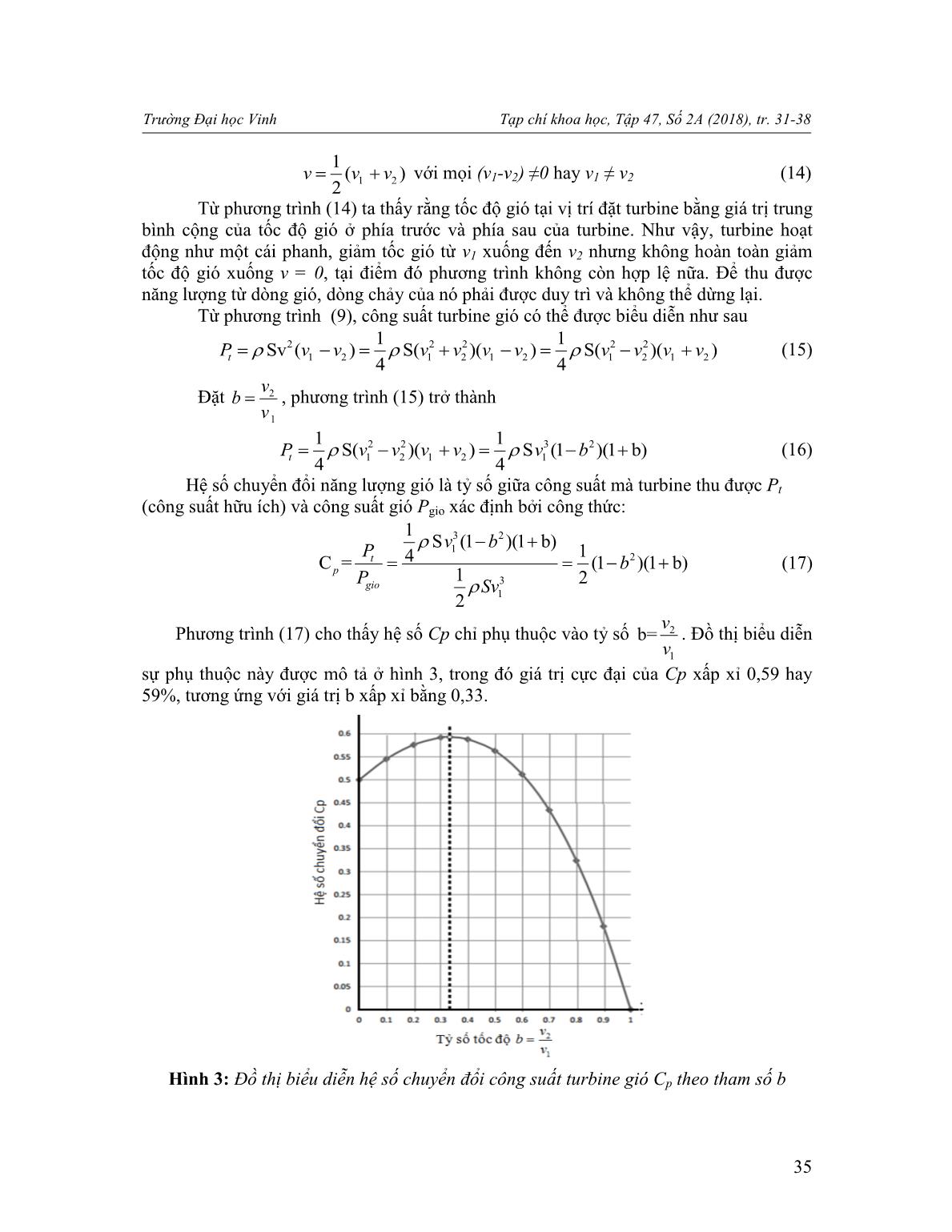 Nghiên cứu áp dụng định luật Bernoulli để kiểm tra hệ số chuyển đổi năng lượng gió và công suất của turbine gió trang 5