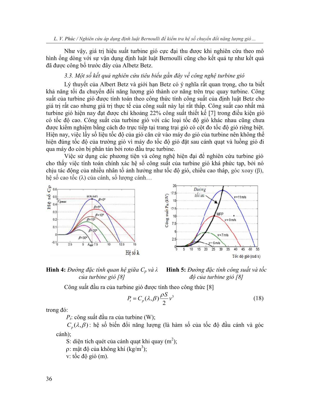 Nghiên cứu áp dụng định luật Bernoulli để kiểm tra hệ số chuyển đổi năng lượng gió và công suất của turbine gió trang 6