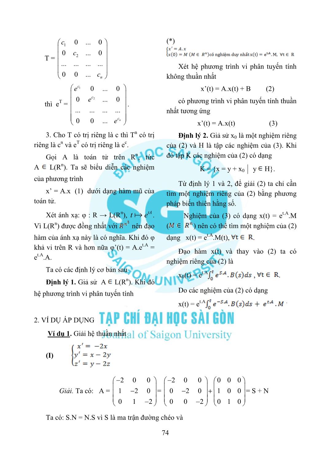 Hàm mũ của toán tử và phương trình vi phân hệ động lực trang 2