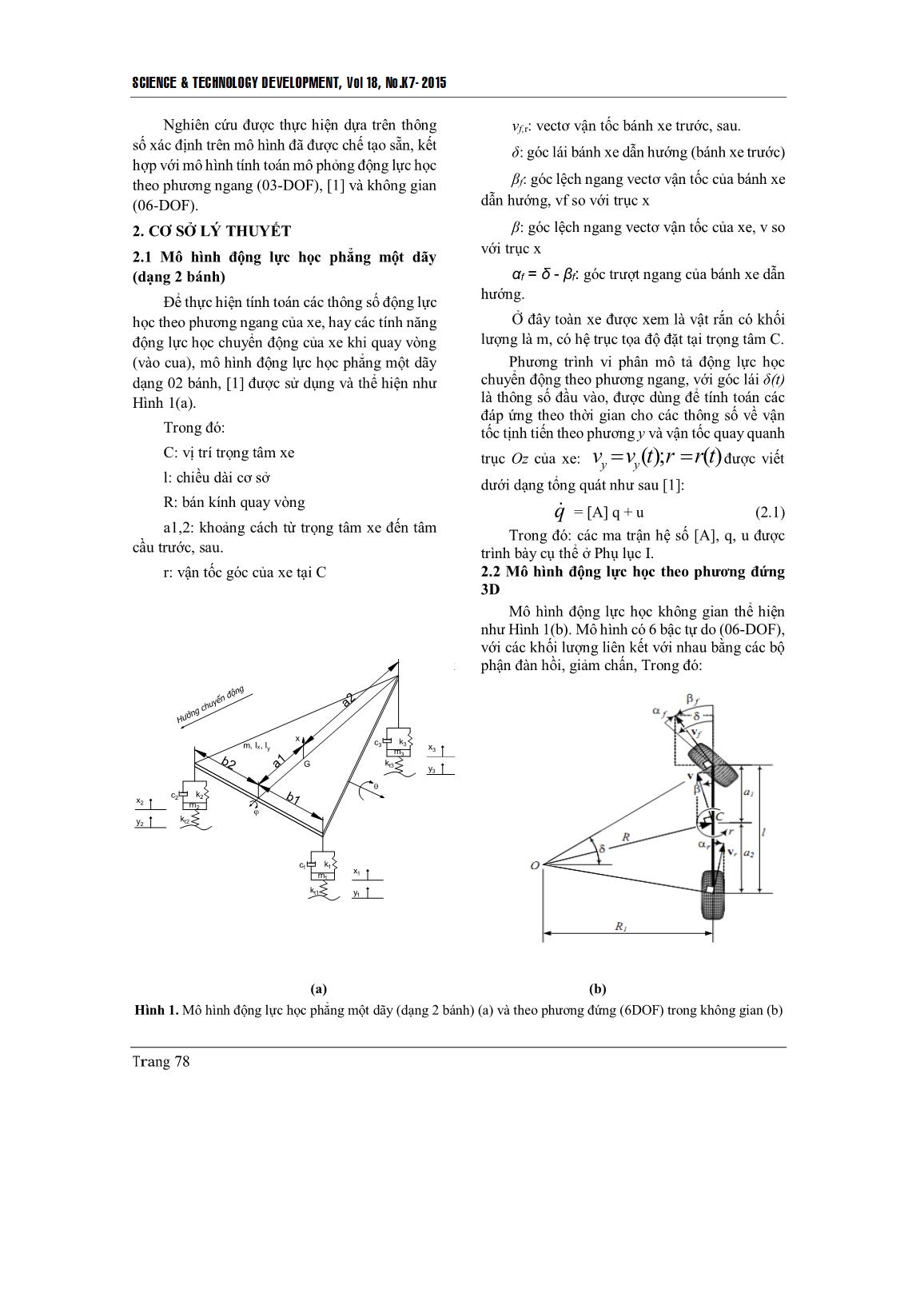 Phân tích động lực học xe máy 03 bánh theo phương ngang và phương đứng bằng mô hình động lực học phẳng một dãy & động lực học theo phương đứng 3D trang 2