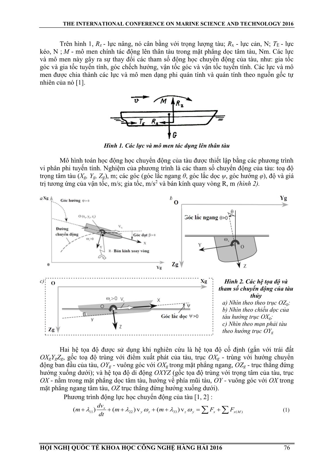 Nghiên cứu và xây dựng mô hình toán học động lực học chuyển động và mô phỏng đặc tính quay vòng của tàu thủy trang 2