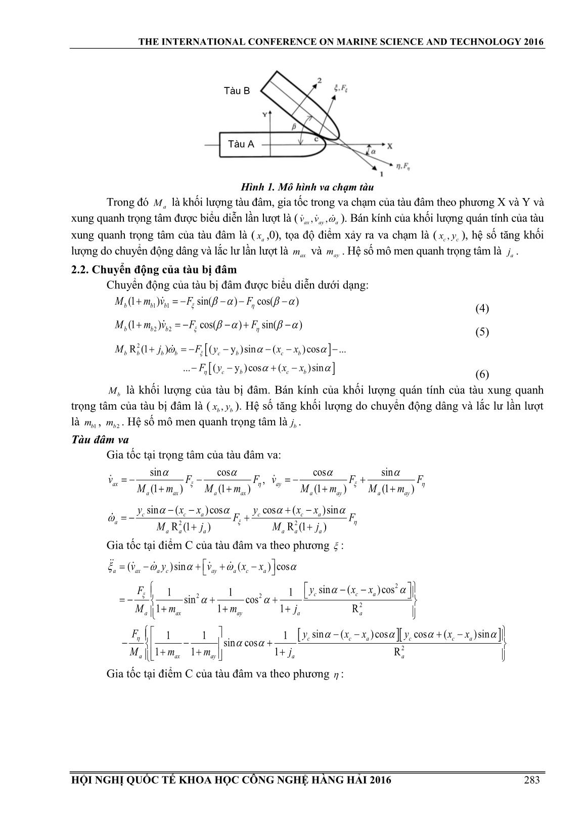 Động lực học trong va chạm giữa tàu với tàu trang 2
