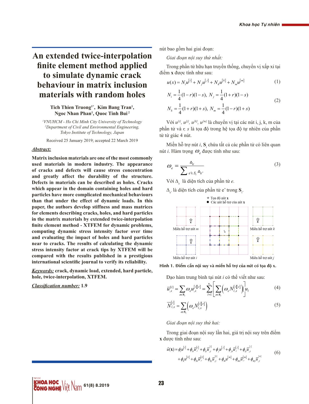 Phân tích động lực học vết nứt trong vật liệu lẫn hạt cứng và lỗ rỗng bằng phương pháp phần tử hữu hạn nội suy liên tiếp mở rộng trang 2