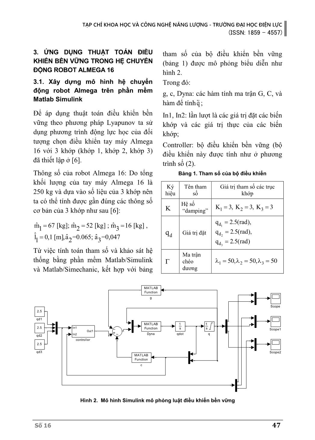 Ứng dụng thuật toán điều khiển bền vững cho hệ chuyển động tay máy Almega 16 trang 4