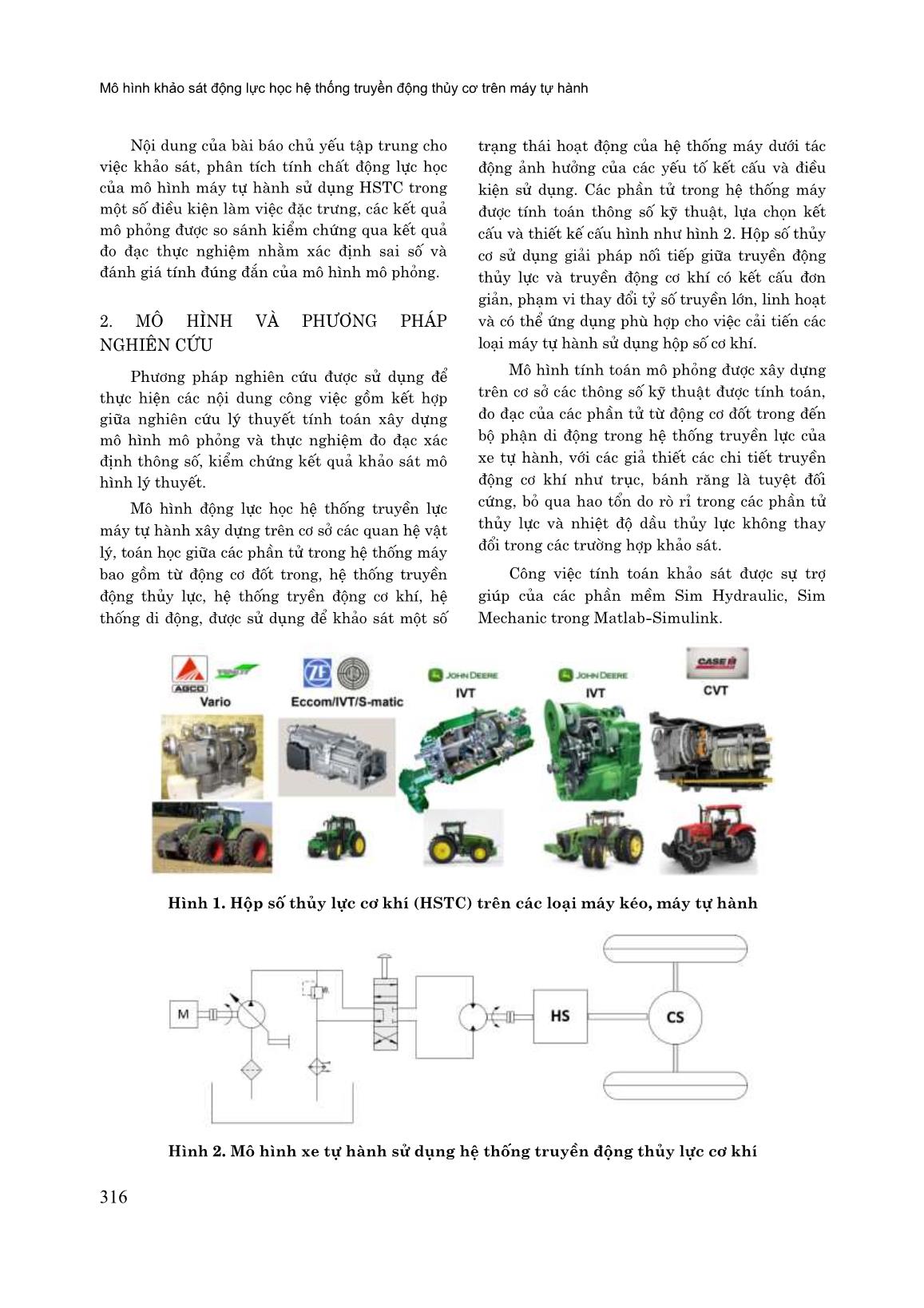 Mô hình khảo sát động lực học hệ thống truyền động thủy cơ trên máy tự hành trang 2