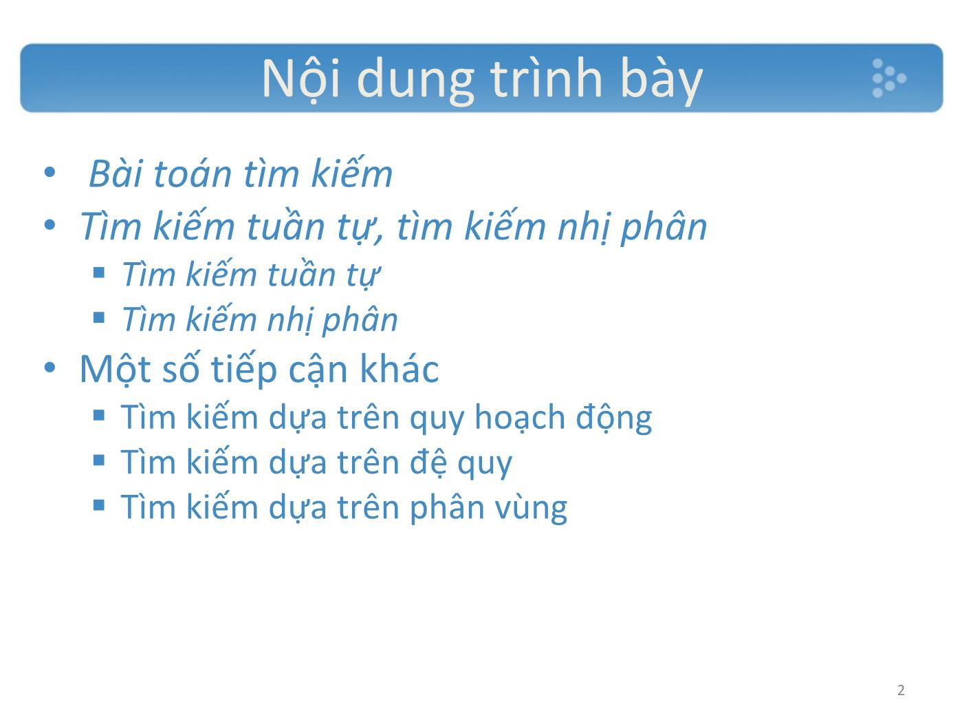 Giới thiệu Các thuật toán tìm kiếm trang 2