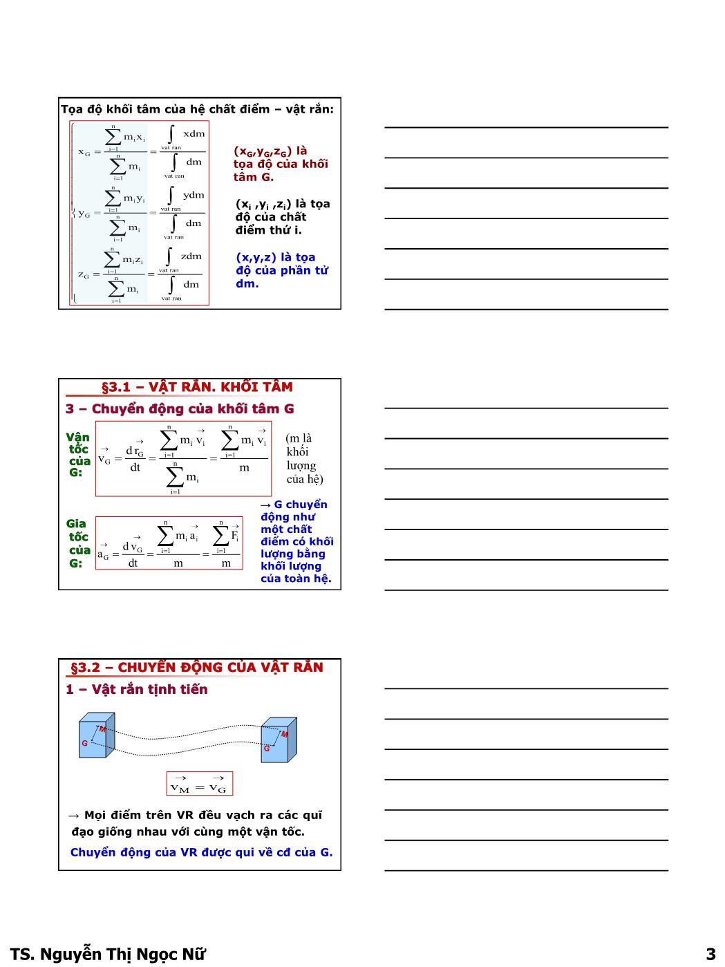 Bài giảng Vật lý đại cương - Chương 3: Động học và động lực học vật rắn - Nguyễn Thị Ngọc Nữ trang 3