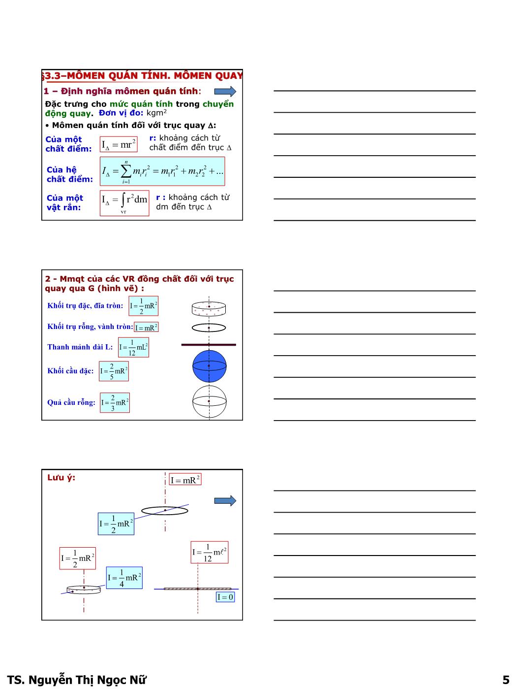Bài giảng Vật lý đại cương - Chương 3: Động học và động lực học vật rắn - Nguyễn Thị Ngọc Nữ trang 5