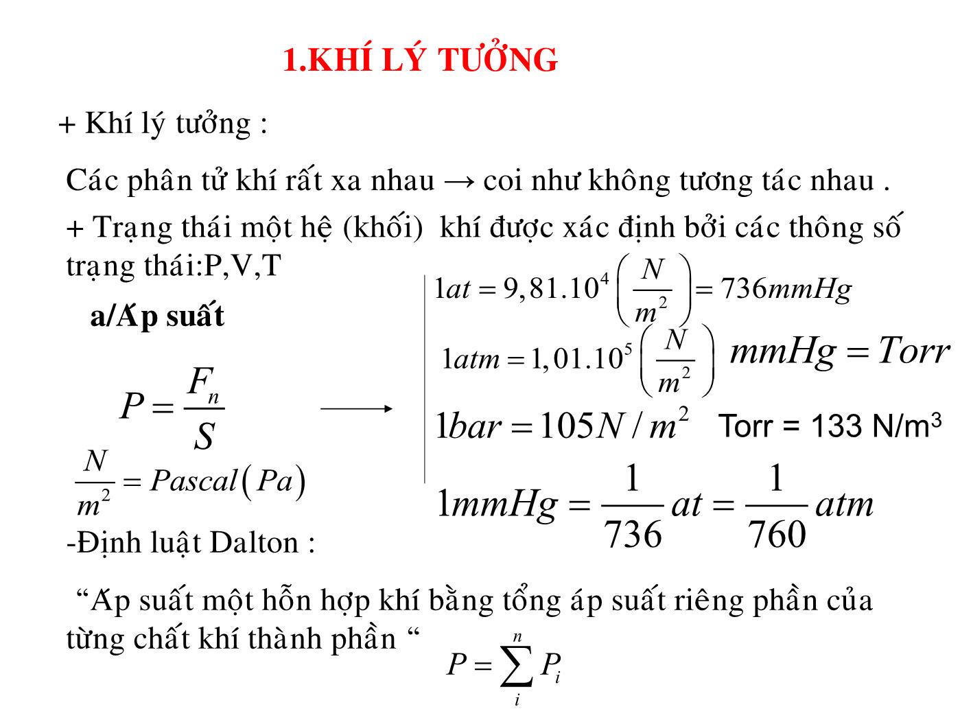 Bài giảng Nhiệt học - Bài: Khí lý tưởng - Lê Công Hảo trang 2