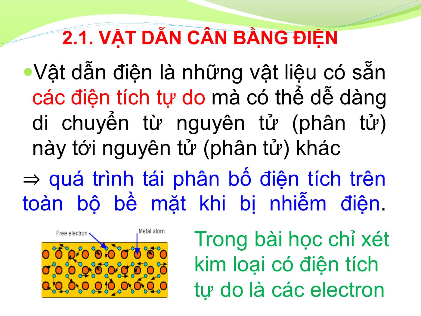 Bài giảng Vật lý đại cương 2 - Chương 2: Vật dẫn trong tĩnh điện trường - Lê Công Hảo trang 2