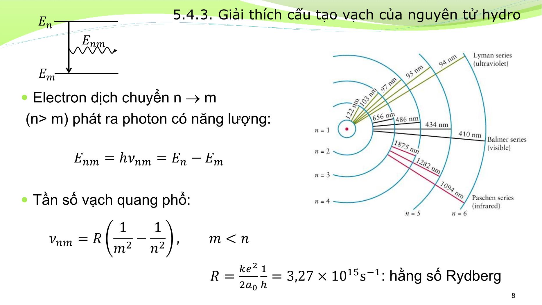 Bài giảng Vật lý đại cương 2 - Chương 5: Lý thuyết lượng tử của nguyên tử Hydro - Lê Công Hảo trang 8