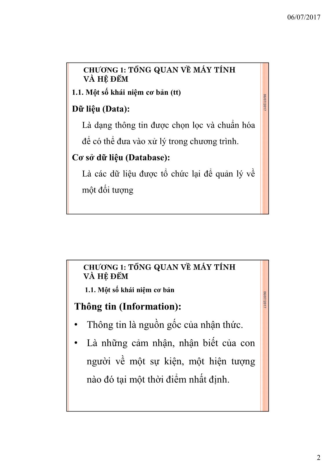 Bài giảng Tin học đại cương - Chương 1: Tổng quan về máy tính và hệ đếm - Trường Đại học Tài chính trang 2