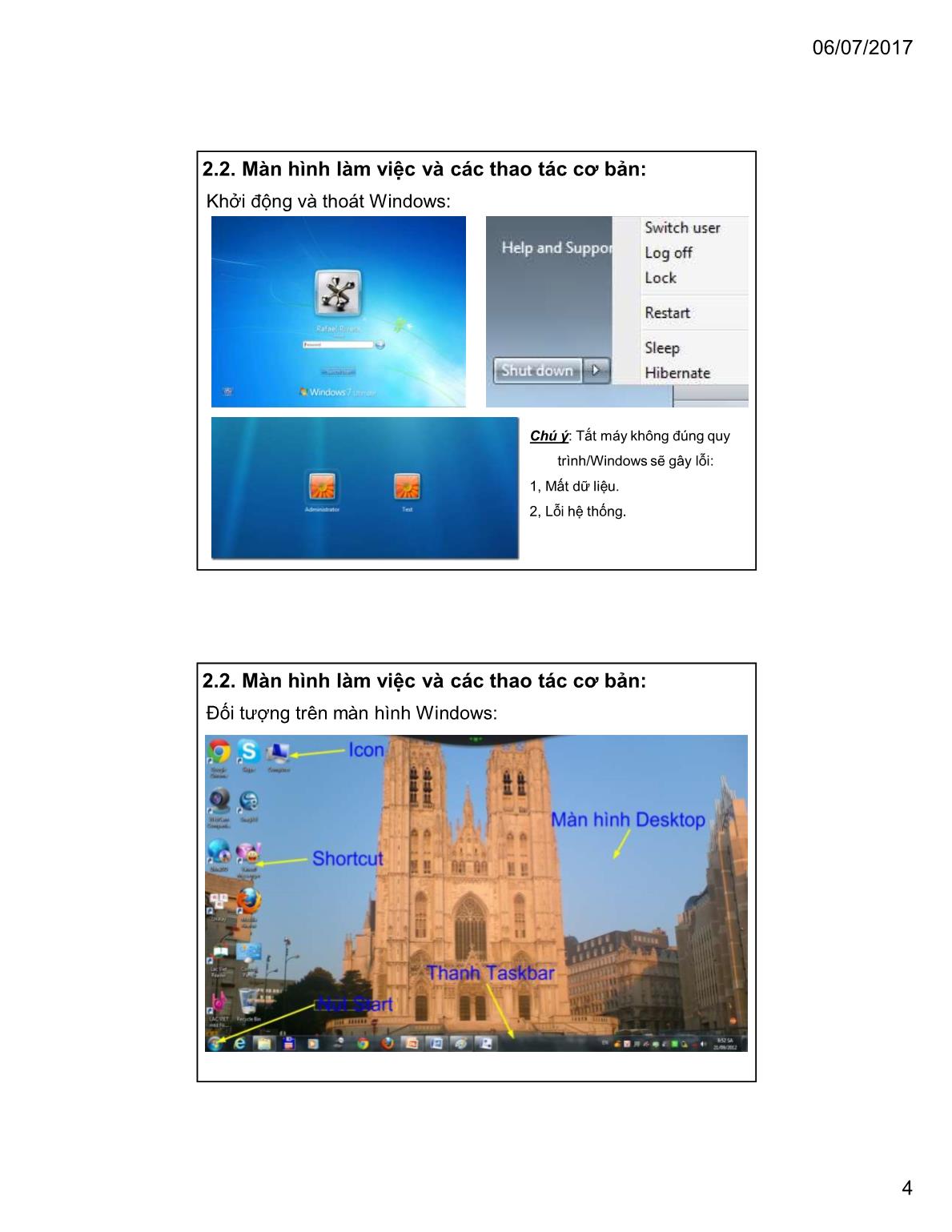 Bài giảng Tin học đại cương - Chương 2: Hệ điều hành Windows 7 - Trường Đại học Tài chính trang 4
