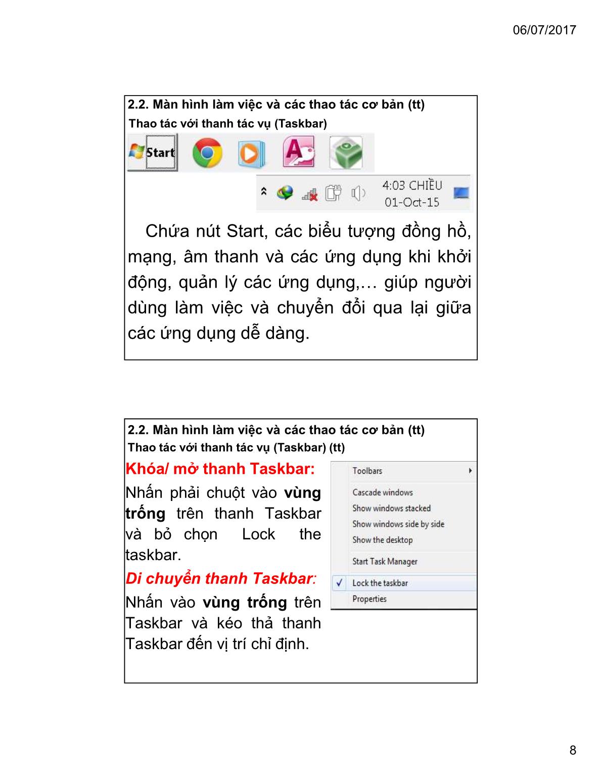 Bài giảng Tin học đại cương - Chương 2: Hệ điều hành Windows 7 - Trường Đại học Tài chính trang 8