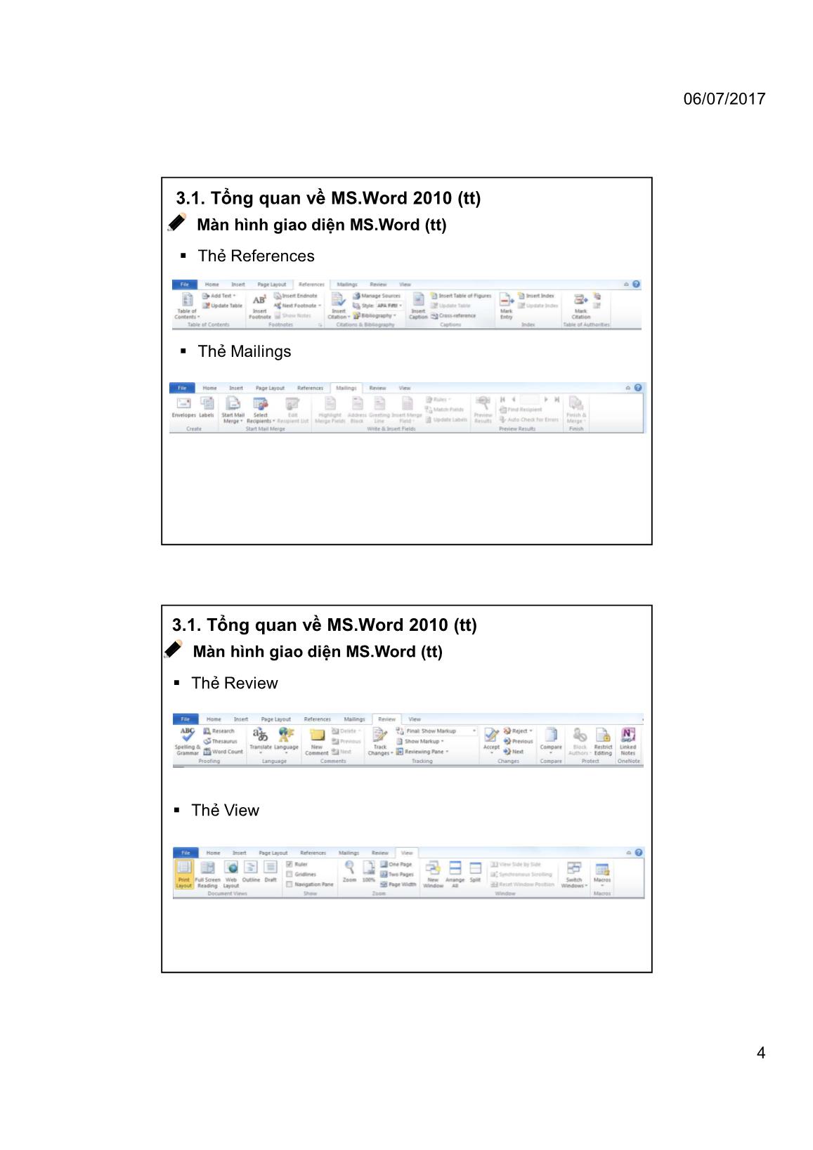 Bài giảng Tin học đại cương - Chương 3: Soạn thảo văn bản với MS Word - Trường Đại học Tài chính trang 4