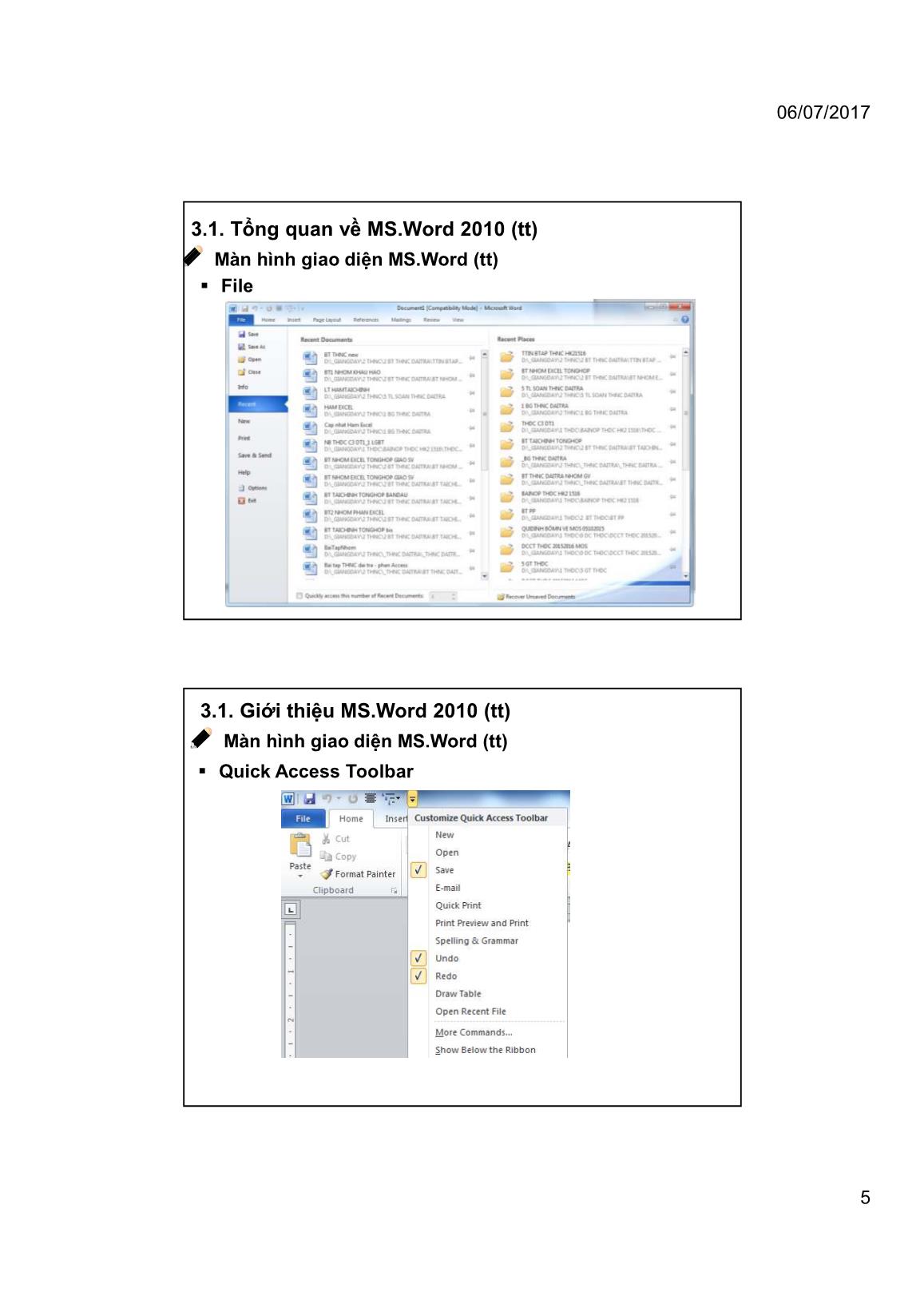 Bài giảng Tin học đại cương - Chương 3: Soạn thảo văn bản với MS Word - Trường Đại học Tài chính trang 5