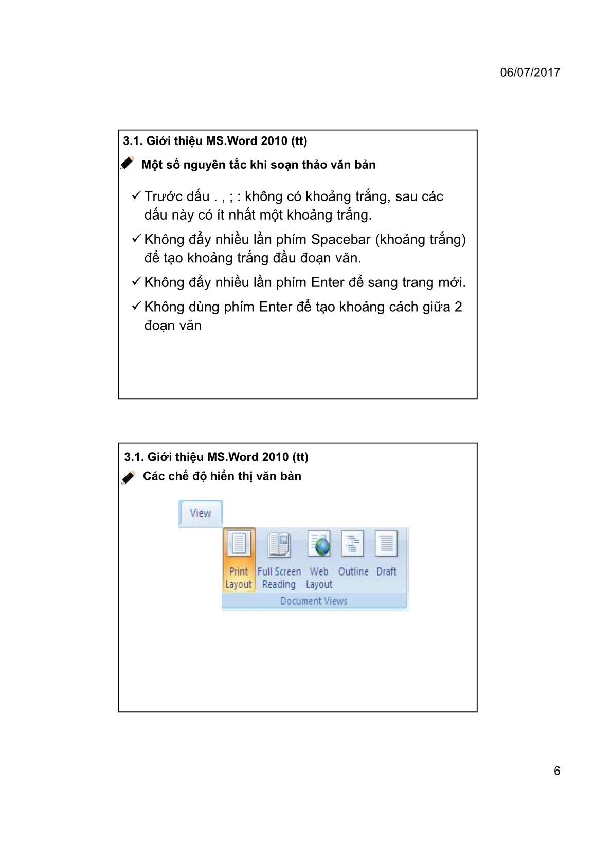 Bài giảng Tin học đại cương - Chương 3: Soạn thảo văn bản với MS Word - Trường Đại học Tài chính trang 6