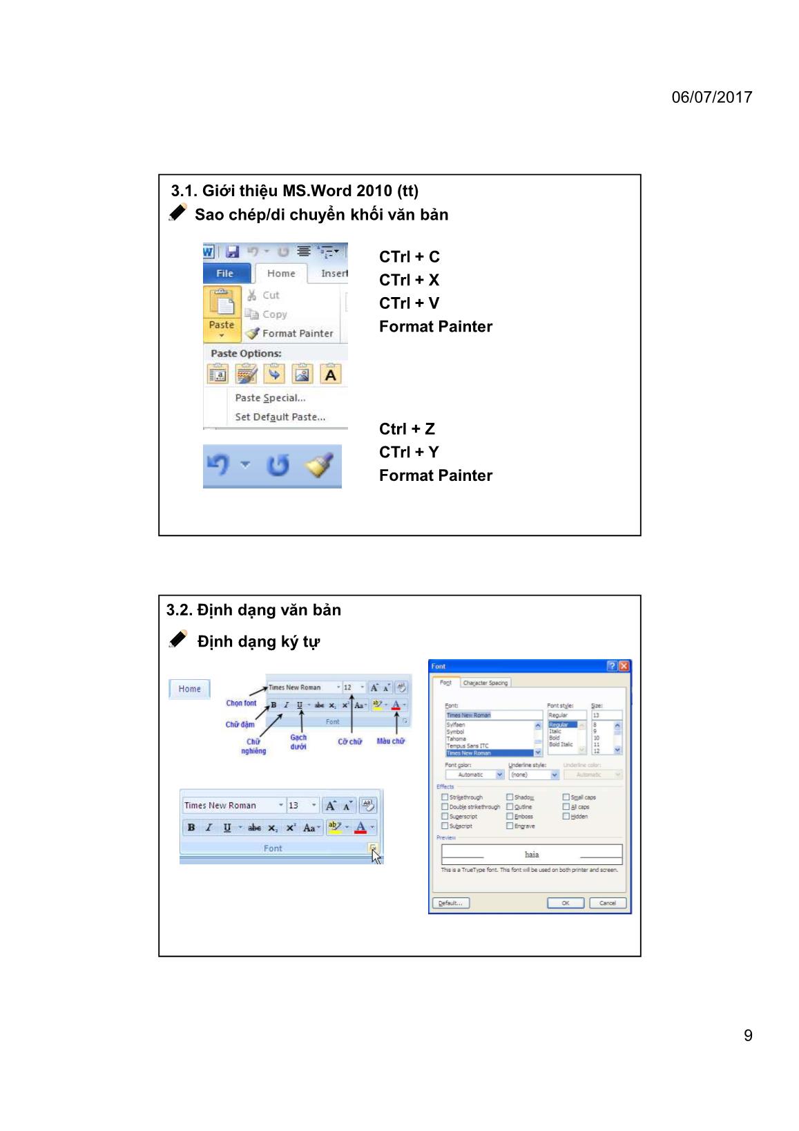 Bài giảng Tin học đại cương - Chương 3: Soạn thảo văn bản với MS Word - Trường Đại học Tài chính trang 9