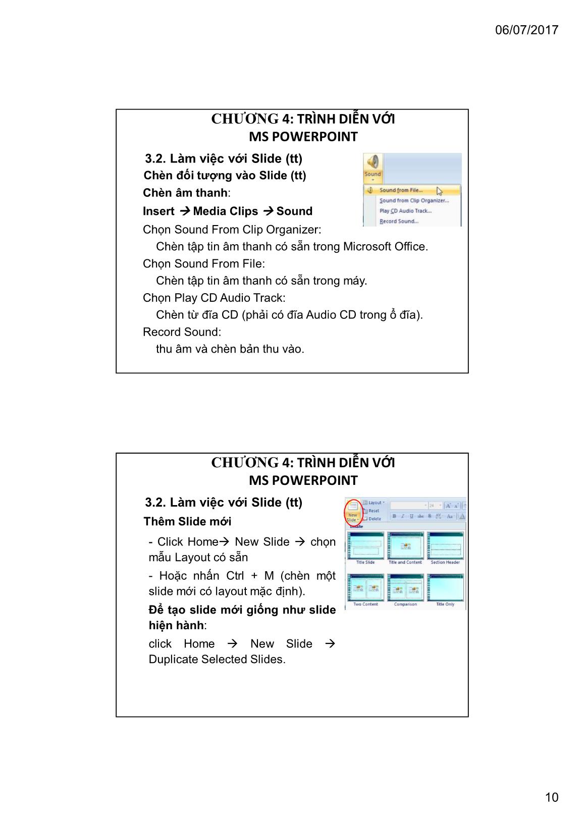 Bài giảng Tin học đại cương - Chương 3: Trình diễn với MS Powerpoint - Trường Đại học Tài chính trang 10