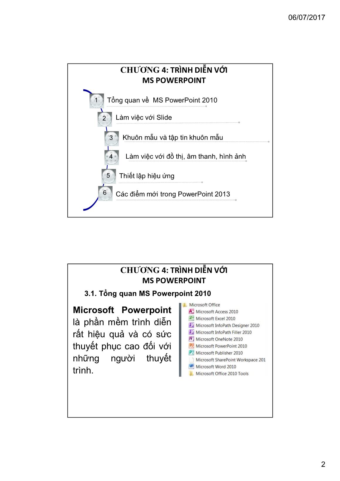 Bài giảng Tin học đại cương - Chương 3: Trình diễn với MS Powerpoint - Trường Đại học Tài chính trang 2