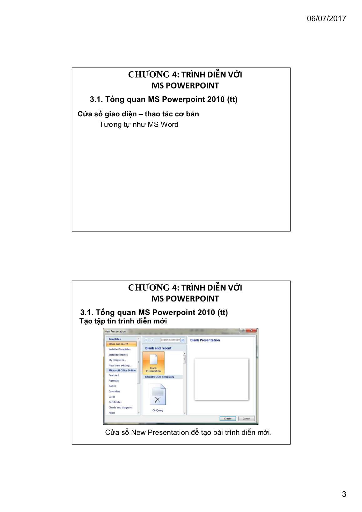 Bài giảng Tin học đại cương - Chương 3: Trình diễn với MS Powerpoint - Trường Đại học Tài chính trang 3