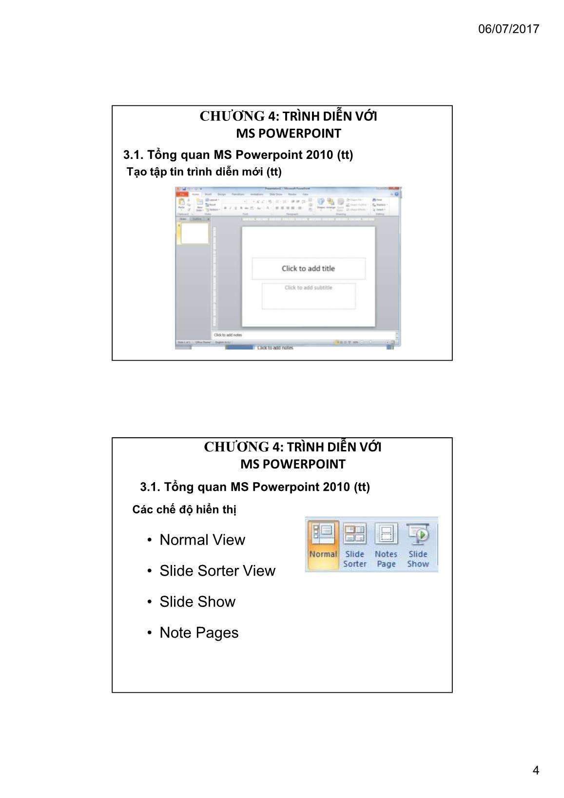 Bài giảng Tin học đại cương - Chương 3: Trình diễn với MS Powerpoint - Trường Đại học Tài chính trang 4