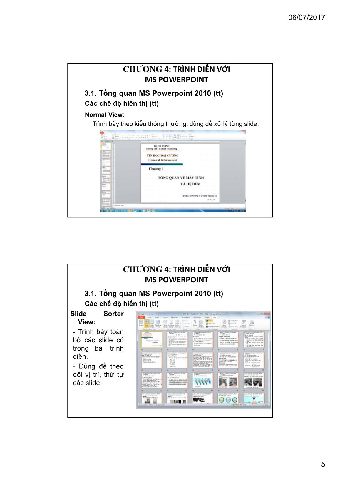 Bài giảng Tin học đại cương - Chương 3: Trình diễn với MS Powerpoint - Trường Đại học Tài chính trang 5