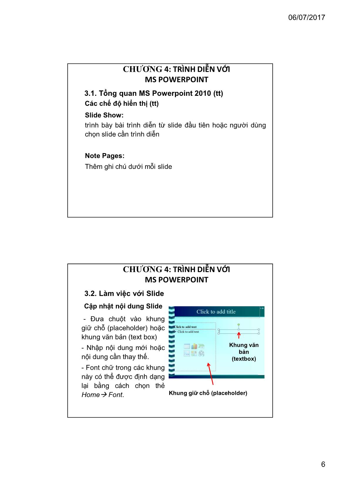 Bài giảng Tin học đại cương - Chương 3: Trình diễn với MS Powerpoint - Trường Đại học Tài chính trang 6