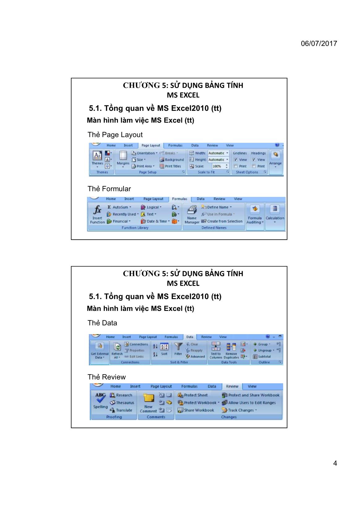 Bài giảng Tin học đại cương - Chương 5: Sử dụng bảng tính MS Excel - Trường Đại học Tài chính trang 4